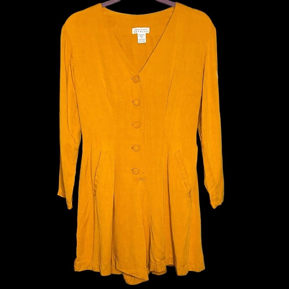 Vintage Yellow Button Up Romper Size 5